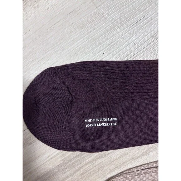 Pantherella Packington 5x1 Merino Wool KnitSocks - Maroon / Neutral 11.5 2 Lot